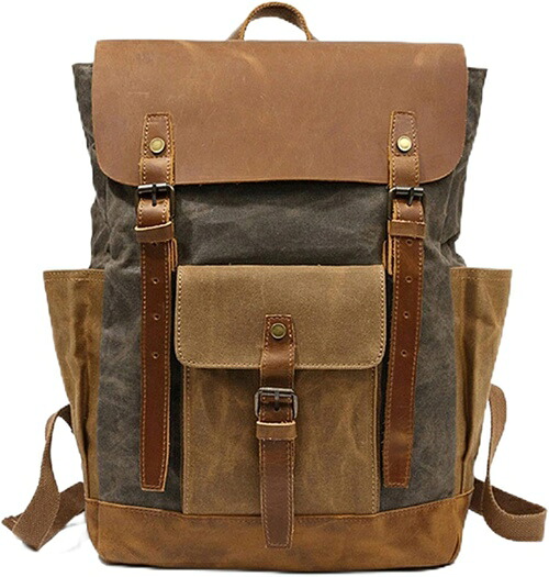 リュックサック キャンバス 防水 オイルワックス 42*33*13cm 大容量 多機能 バックパック デイパック 登山リュック・ザック ビジネス スポーツ アウトドア 旅行 出張 レトロ カジュアル