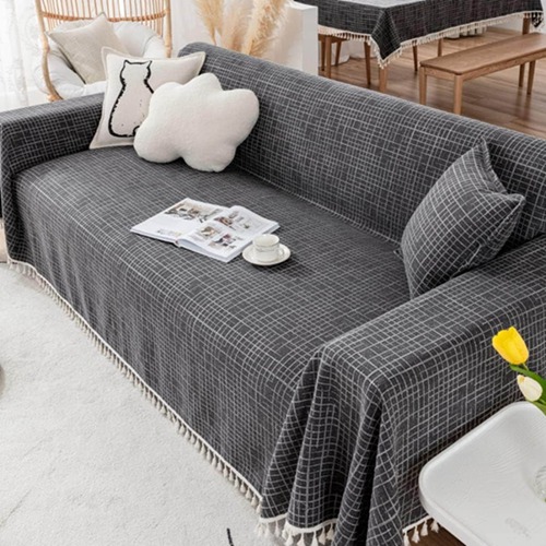 ソファーカバー マルチカバー カラー 北欧 無地 タッセル付き ブランケット ベッドカバー 180*380 カーペット ラグマット シンプル 簡単着脱 滑り止め おしゃれ テーブルクロス 水洗い イン