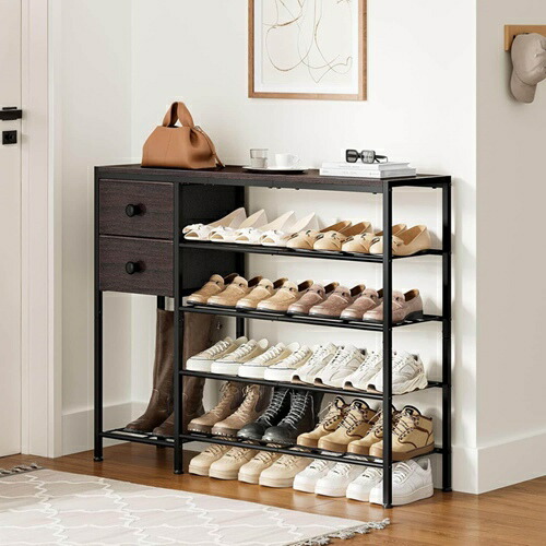 シューズラック 5段 靴棚 靴箱 下駄箱 shoe rack 靴箱 靴下収納ボックス 引き出し付き 収納 靴下収納ボックス シューズラック 省スペース スリム 靴置き スリッパラック おしゃれ スリッ