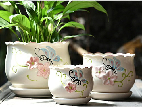 植木鉢 陶器鉢 プランター 3個入り 受け皿付き 穴付き グレー おしゃれ 鉢 鉢植え インテリア 部屋 オフィス 室内 飾り 室内用プランター 19 北欧風 セラミック 多肉容器 鉢植え 穴あけ 通