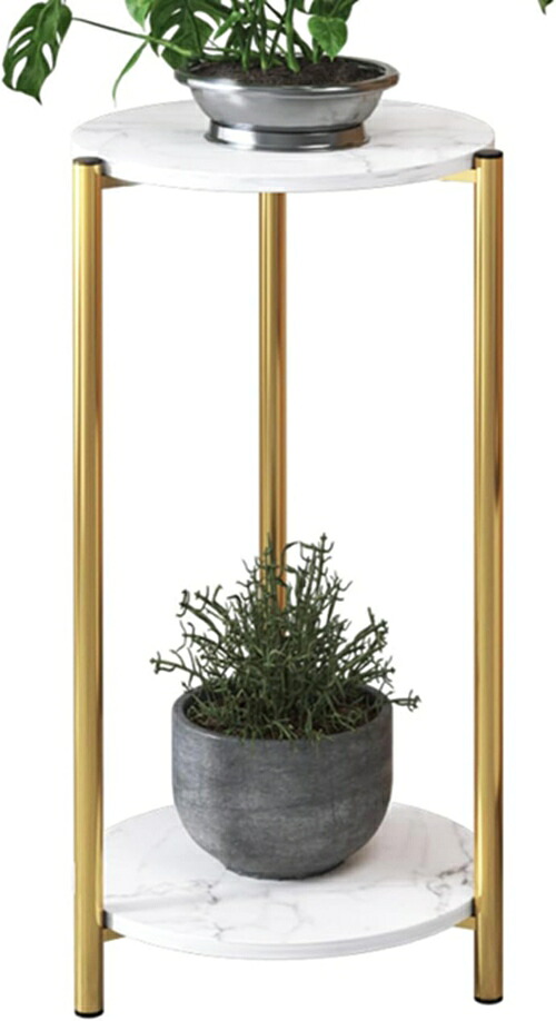 フラワースタンド 2段 花台 アイアン 観葉植物 台 24*24*80cm 家装飾 室内 屋外 プランタースタンド 02 フラワーラック 植木鉢台 スタンド 取り付け簡単 園芸ラック 丸形 プランター