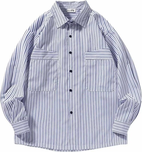長袖シャツ メンズ カジュアルシャツ ストライプシャツ シャツジャケット 開襟 春服 秋服 夏服 軽い ビッグシルエット 汗染み防止 韓国 ファッション 普段着 お出かけ ストリート