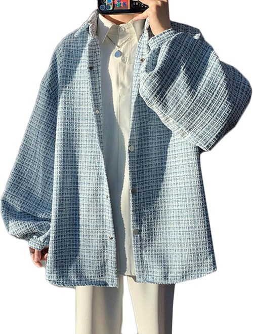 メンズ チェックシャツ 長袖 胸ポケット タータンチェック グレンチェック シャツジャケット ビジネスシャツ オックスシャツ カジュアルシャツ 折り襟シャツ 上着 アウター 柔らかい レジャー