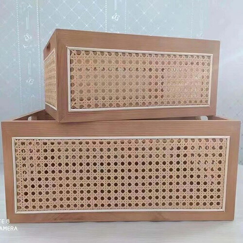 木箱 籐製 収納ボックス 収納ボックス 大容量 収納箱 カラーボックス 40*25*18cm 小物入れ スタイル2 ベッド下 シンプル 収納ボックス 収納バスケット インナーボックス ウッドボックス｜IKYUWA店
