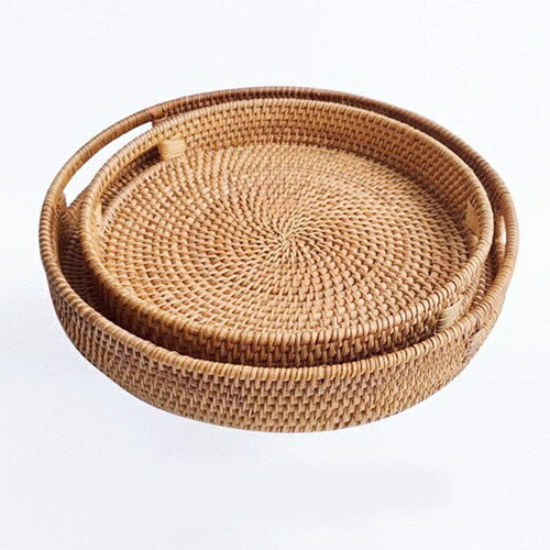 収納かご 収納バスケット 籘製 小さめ 果物入り 防腐 30*5.5cm 防虫 ホームの収納 リビング ソファ横 寝室 ベッド周り カラーボックス インナーケース インナーボックス カフェ 喫茶店 飲
