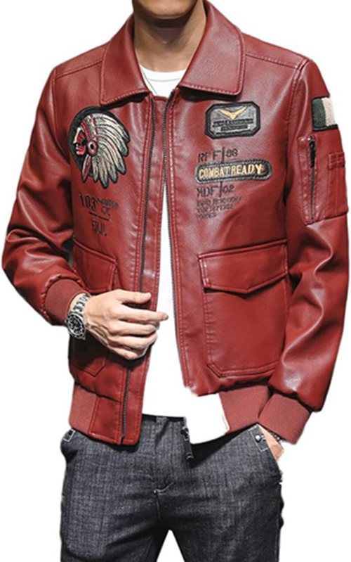 メンズ ライダースジャケット なめし革上衣 アウター 秋服 刺しゅう柄 個人的特徴 なめし革 PUなめし革 ファスナー 衣嚢付き添い人 照明ランプ色合い 心地よい 御前上等 成年者 長袖 流行り物 冷やりとした 防風 雨合羽