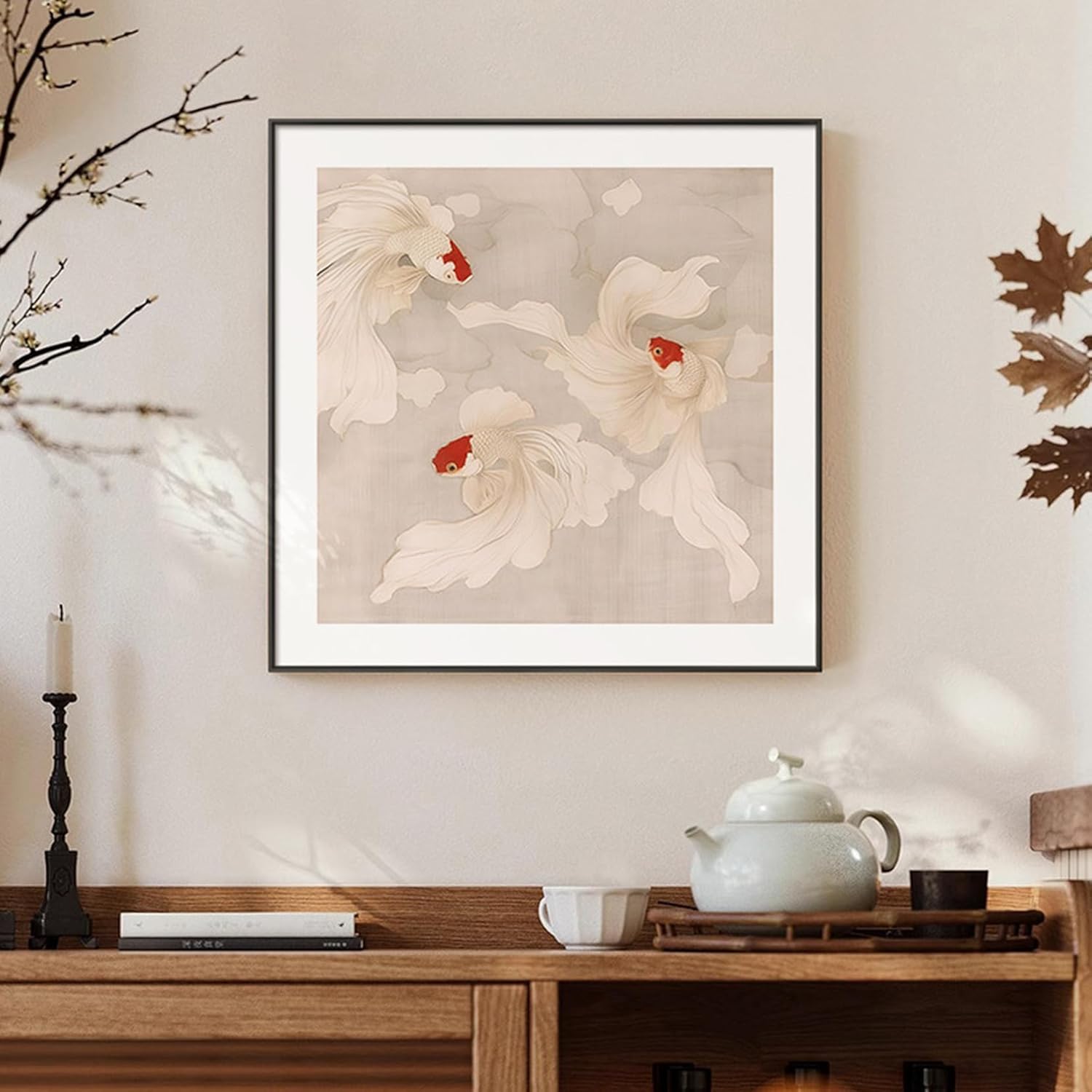 アートパネル 壁掛け 絵画 エントランス 装飾壁絵 寝室 風水画 ウォールデコレーション デザイン04 リビング キャンバス ソファの背景画 室内装飾 レトロ 金魚 部屋飾り 開運 オフィス 30*3