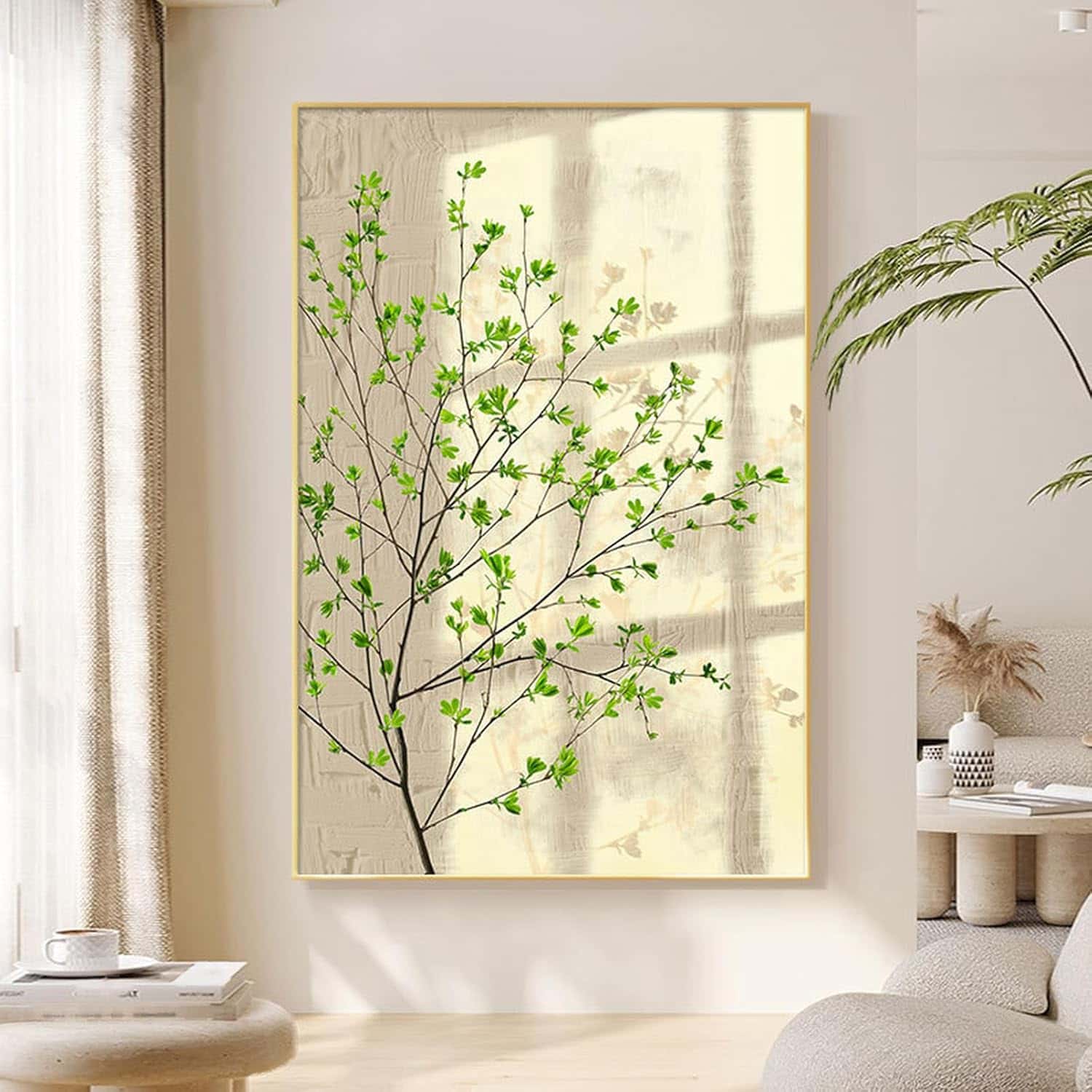 アートパネル インテリア デザイン07 植物 壁掛け 絵画 油絵 キャンバス画 玄関 お風呂 部屋装飾 緑 木枠付きの完成品 葉 ポスター キャンバス絵画 自然風景 壁掛け絵画 現代 60*80cm