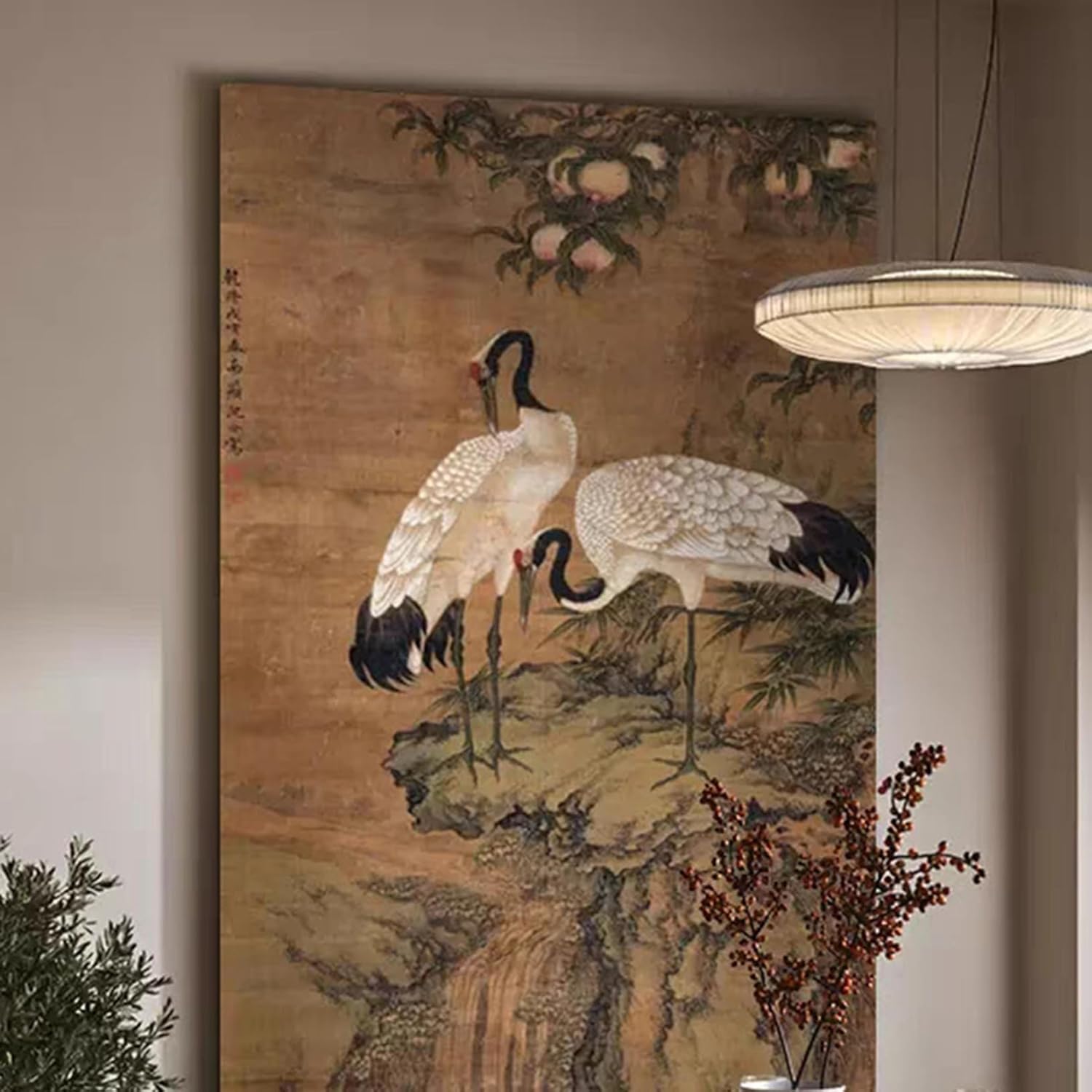 インテリア アートパネル 50*70cm 水墨絵画 壁掛け装飾 中華風 花 枝 鳥 雑貨 新築飾り デザイン03 玄関 壁絵 印刷 フラワー 抽 寝室 おしゃれ 廊下 リビングルーム ベッドルーム 壁
