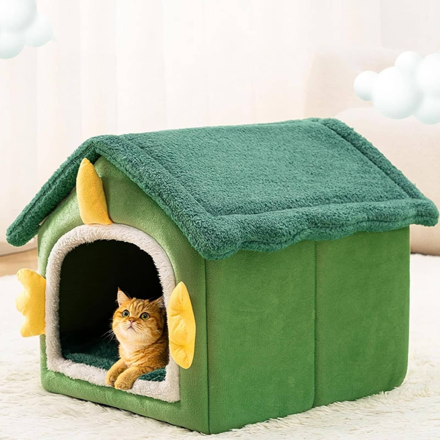 ペットハウス ドーム型 ペットベッド 犬 猫 室内 猫ハウス 冬 暖かい 可愛い ふわふわ もこもこ 柔らかい 保温防寒 犬ハウス 室外 滑り止め 洗える ペットクッション 休憩所 遊び場 猫グッズ｜IKYUWA店