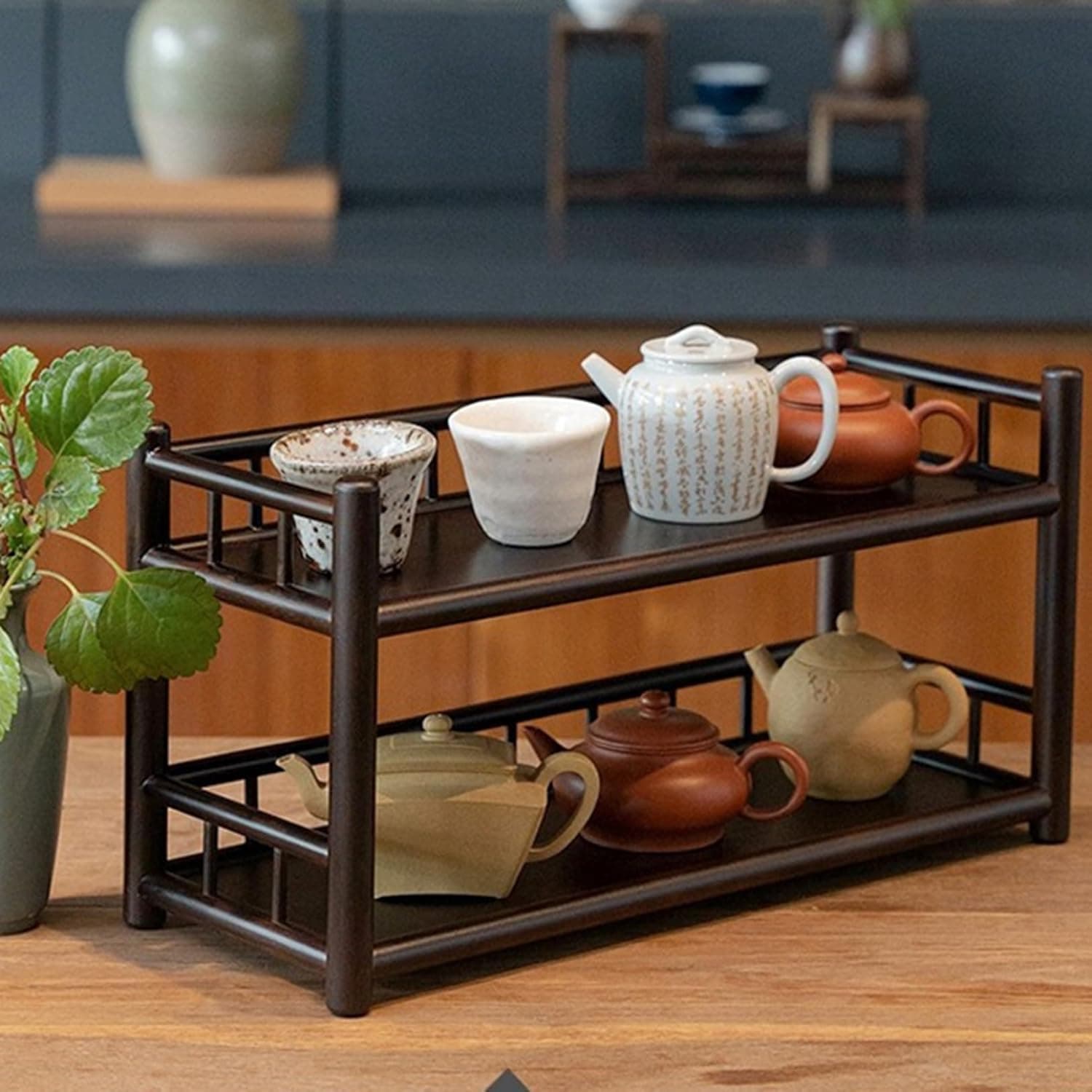 茶器納める棚 3層保持者 2層 白木 茶押し入れ 用材 木製仕合わせ納める棚 抽き出し 和風 和室 室内装飾 瀬戸もの 骨董品棚茶器 茶盆 茶台 骨董品見せびらかす 中国 茶器 中国茶器 香炉 盆栽 茶の葉の蔵置き