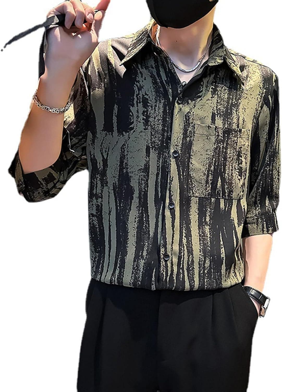 心地好いティーシャツ 縞模様ティーシャツ メンズ 夏 薄っぺら 軽さ服 半袖 開襟 ティーシャツ上衣 砂浜ティーシャツ UV取りすてる御召しもの 吸汗速乾 通気 胸隠し付き添い人 冷やりとした 伸び伸びする 形様釣り合い 通い通学