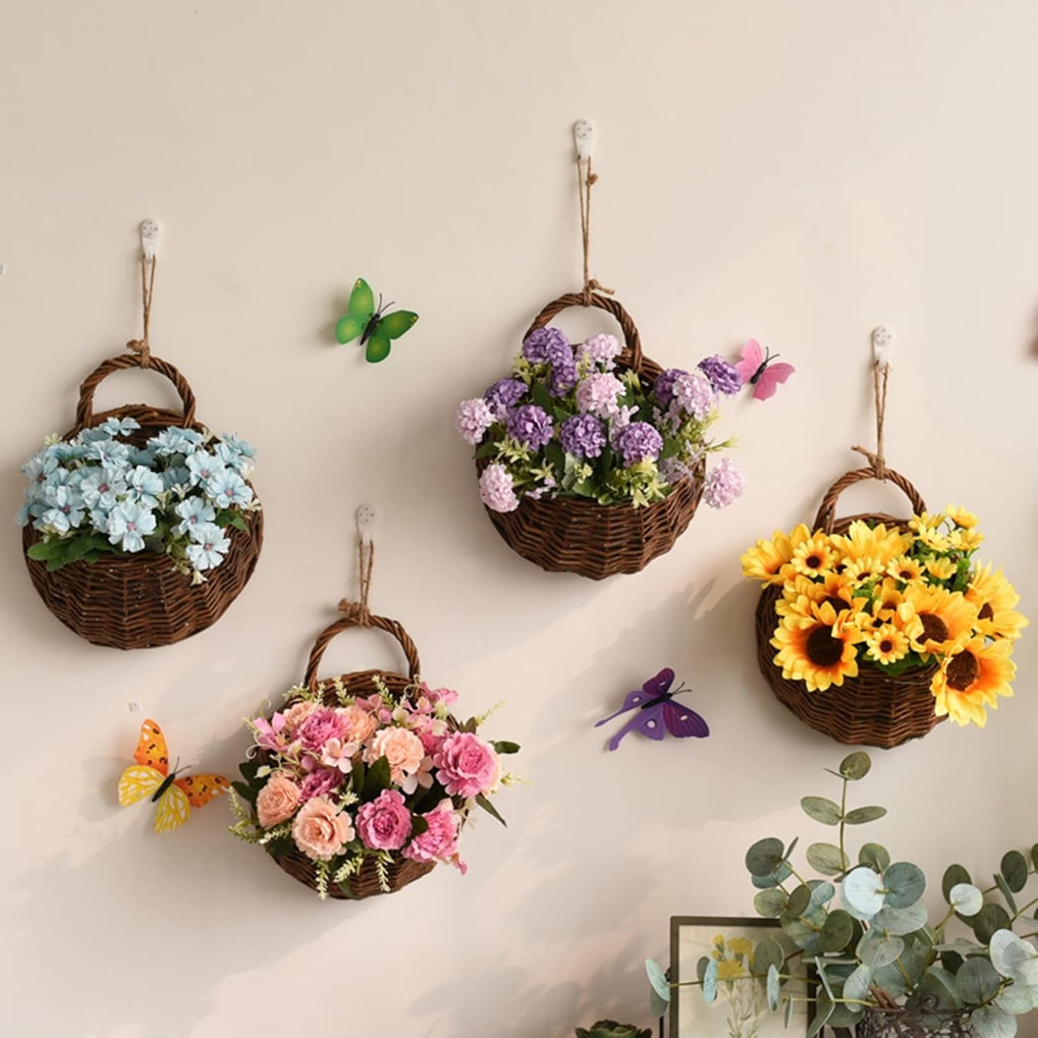 人工ハンギングプラント バスケット付き 造花 フェイクハンギング ウォールグリーン 壁掛け 壁掛け植物 グリーンリー ホームガーデンルーム 玄関飾り 庭園 壁飾り 人工観葉植物 フェイクグリーン｜IKYUWA店
