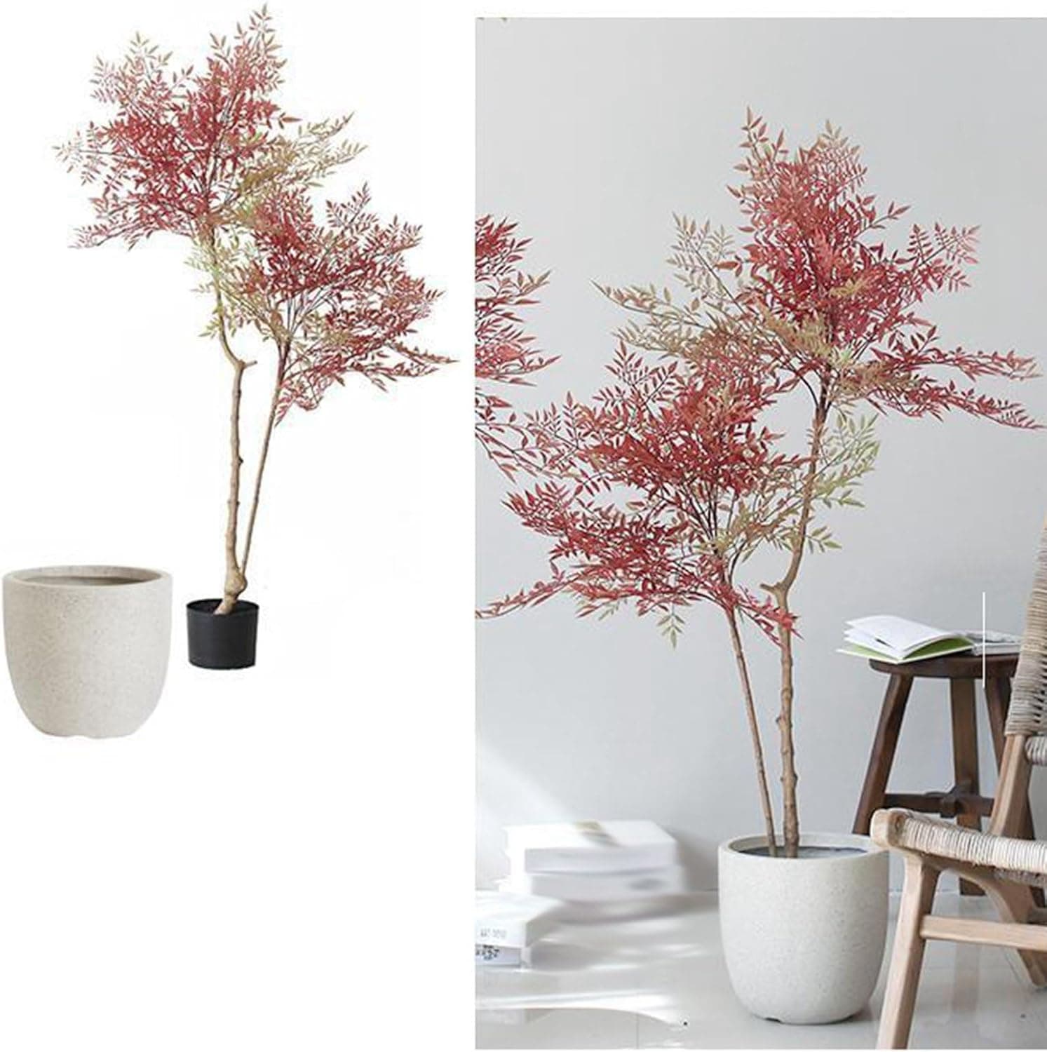 フェイクグリーン ナンテン インテリアグリーン 大型緑葉 リアル 人工観葉植物 本物そっくり 人工植物装飾 観葉樹 人工葉っぱ ベランダ お世話不要 枯れない 屋内/屋外装飾 ホームガーデン｜IKYUWA店