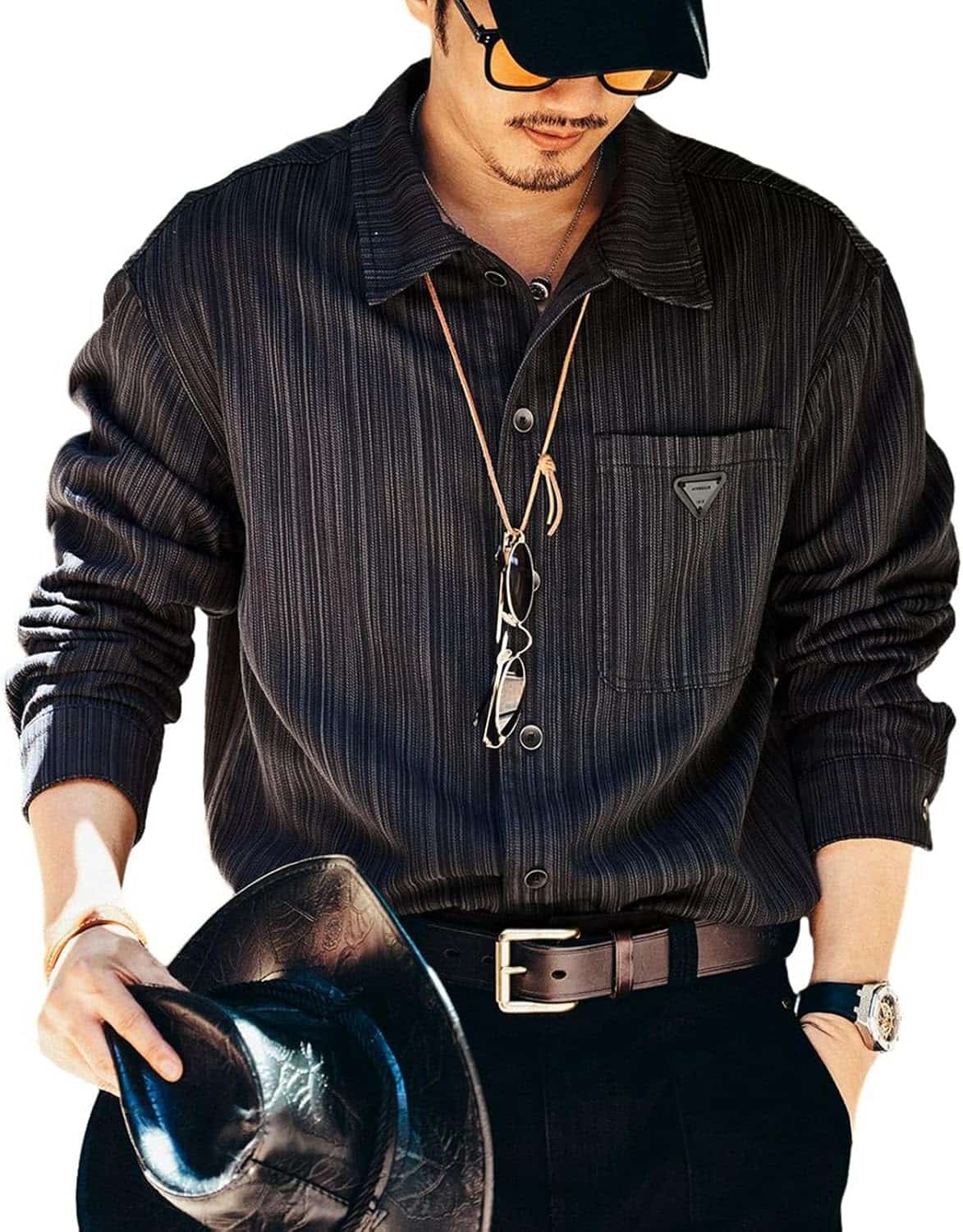 縞模様ティーシャツ メンズ ヴィンテージ アメカジ 長袖 M-4XL 春服 開襟ティーシャツ 春夏 成人男性服 縞柄 今めかしい 防皺 もの柔らか 形様釣り合い 耐摩耗 汗色変わり押しとどめる ゆる 体型取りまかなう 心地好い 流行り物系