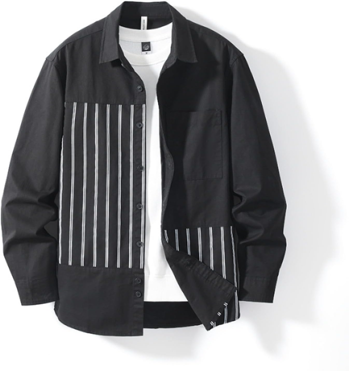 ストライプ柄 長袖 メンズシャツ M-3XL 綿100% シャツアウター 春服 開襟シャツ カジュアル ボタンダウン 柔らかい サラサラ 汗染み防止 ビッグサイズ ベーシック ストリート系 おしゃれ｜IKYUWA店 7,640円