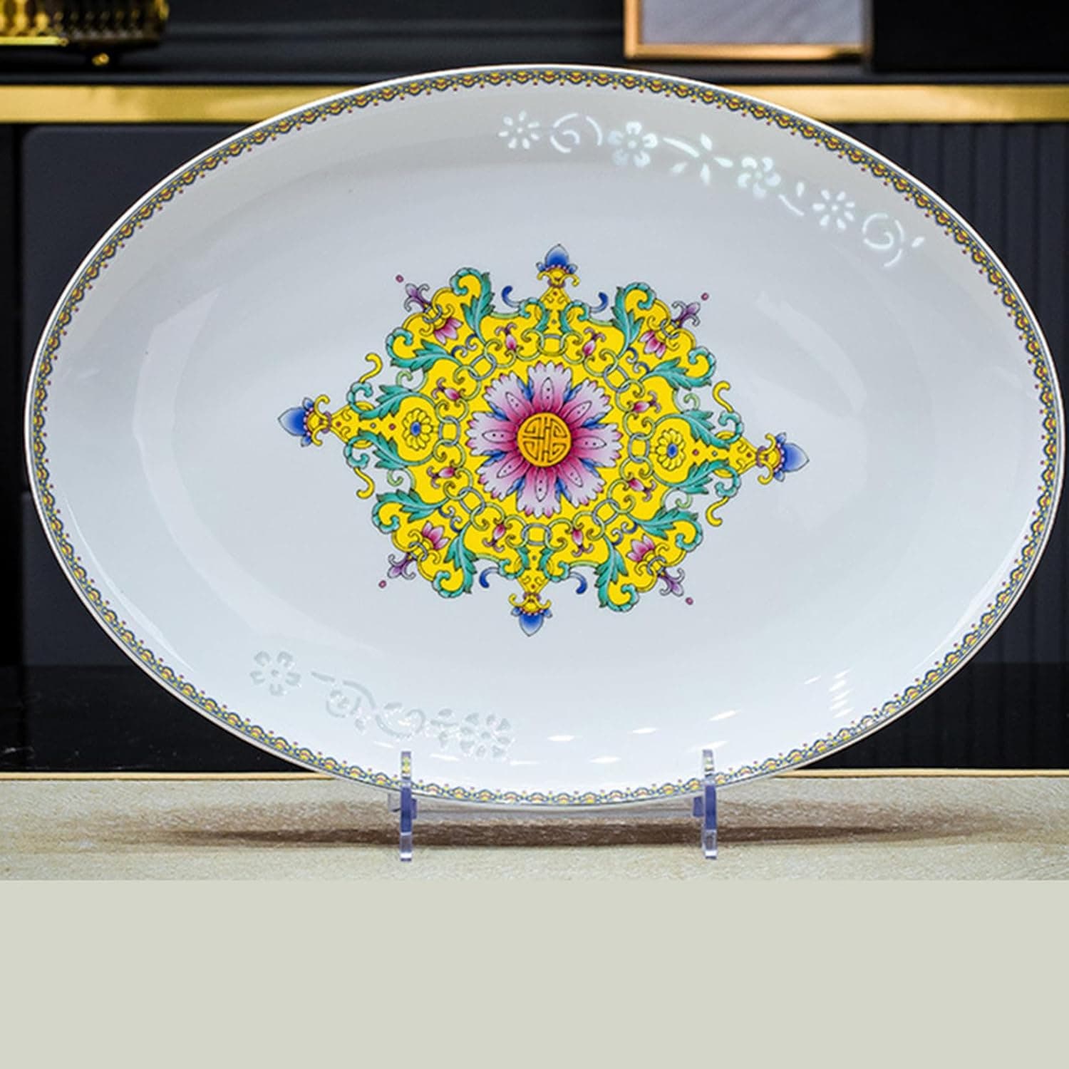 乾荒原皿 サラダ菜一皿 12inches 西洋菓子皿 着飾る 花柄 ヨーロッパ 喫茶店食器 取り皿 中皿 花柄 食洗機聞き入れる 陰電子領域聞き入れる 和柄 色合い4 瀬戸もの 陶芸 朝ごはん 昼御飯 食洗機相応う