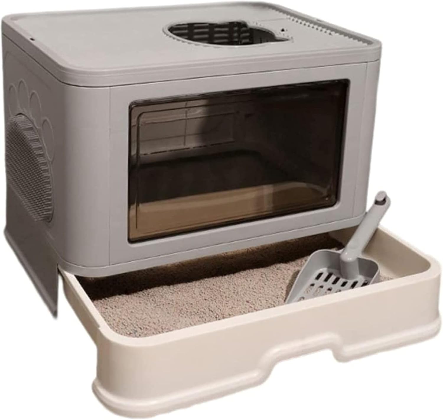 猫トイレ ドーム型 48.5x38x36.5cm 大型 猫用トイレ本体 システム 引き出し式 横から おしゃれ 猫用 トイレ 猫砂飛散防止 丸洗い可能 掃除簡単 軽量 いぬ猫 大きい猫 可愛い ネコト|IKYUWA店