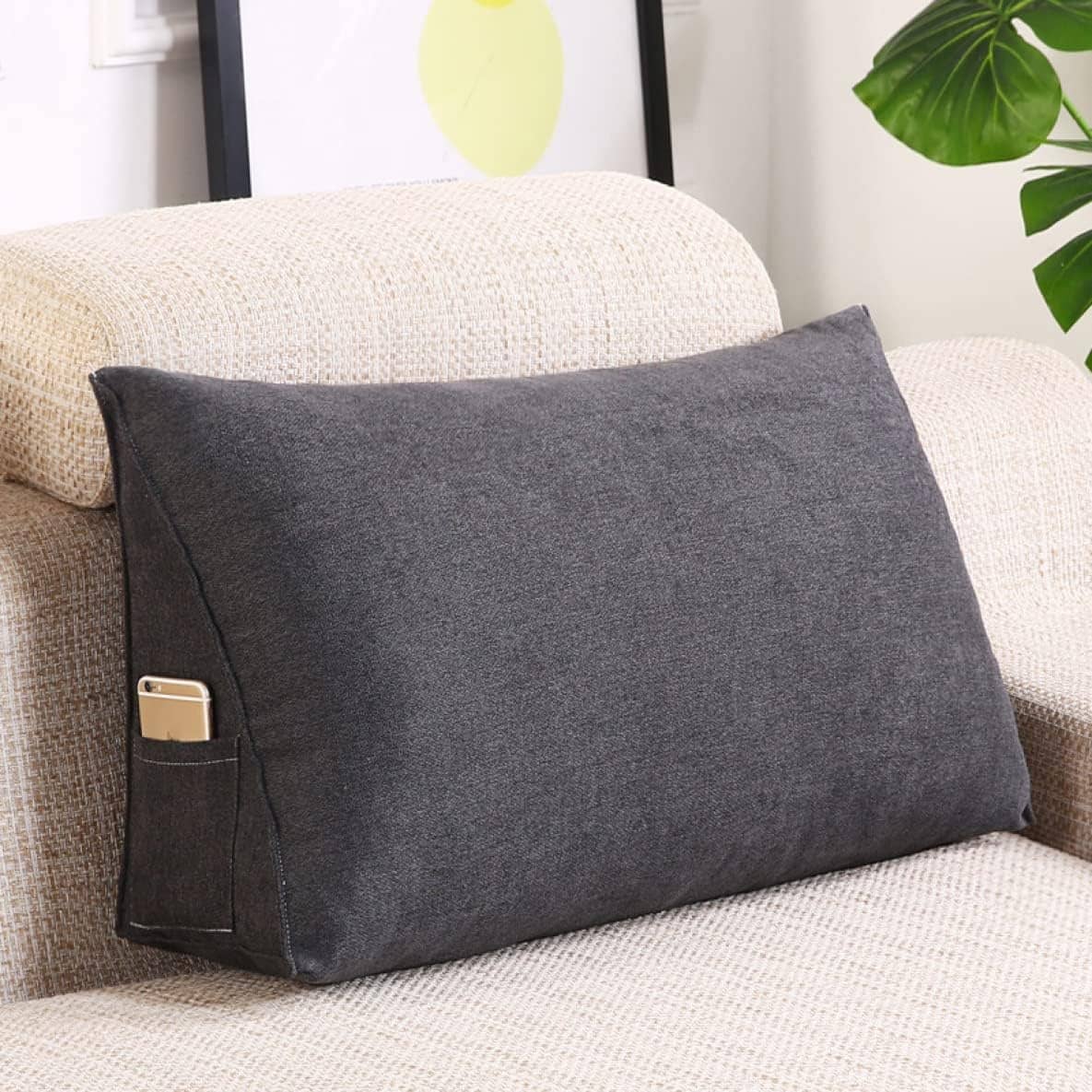 背もたれ クッション ベッド 無地 シンプル ソファー 70X35X20 クッション 枕 椅子 クッション 花柄 三角クッション ソファー クッション 大きいクッション 背もたれクッション ソファーク｜IKYUWA店