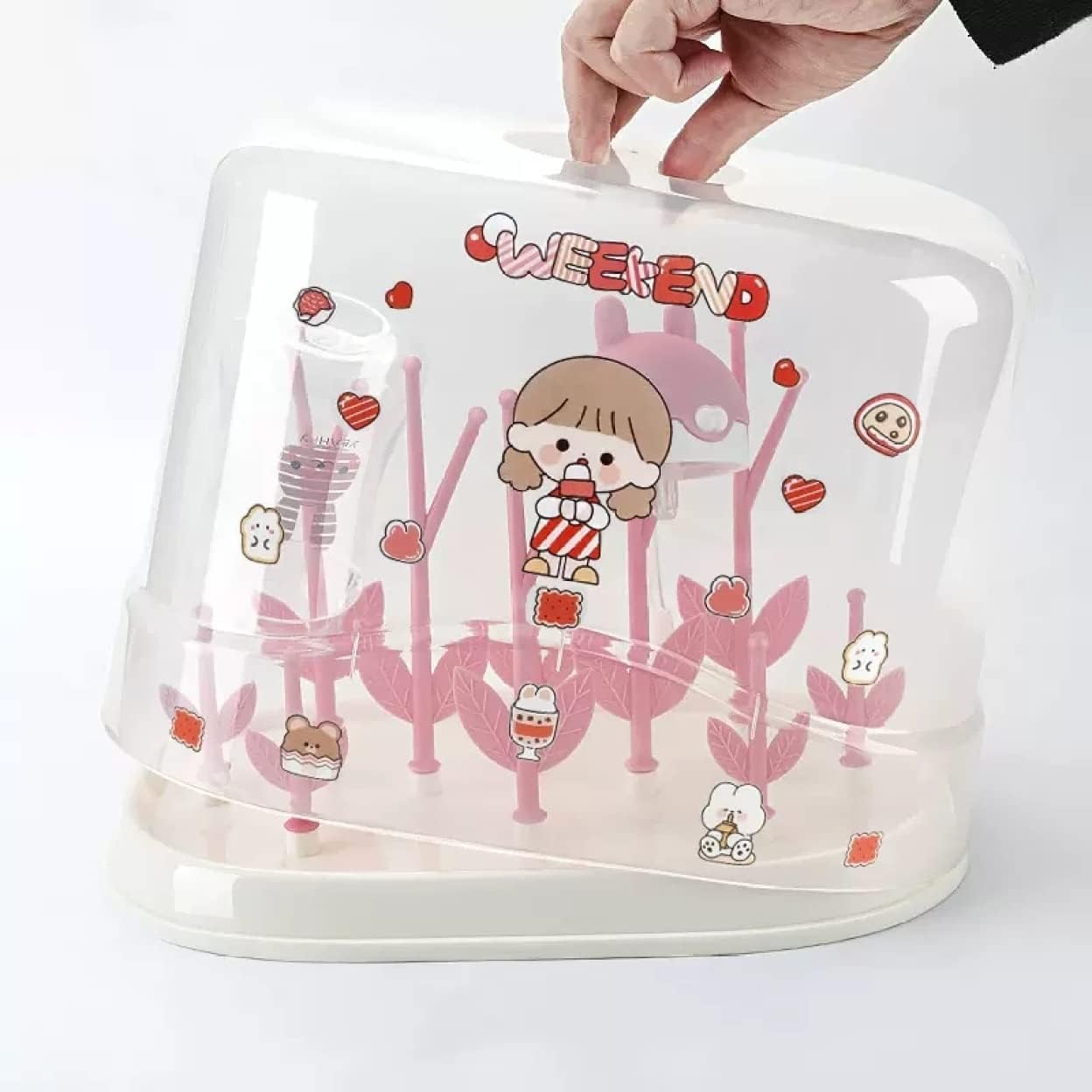 水切りラック 水切り B かご デザイン5 食器ラック 水切りかご 折りたたみ ク キッチン収納 カバー付き 軽量 便利 食器保管 食器乾燥 食器置き 大容量 食器乾燥ボックス 哺乳びんホルダー 哺乳|IKYUWA店