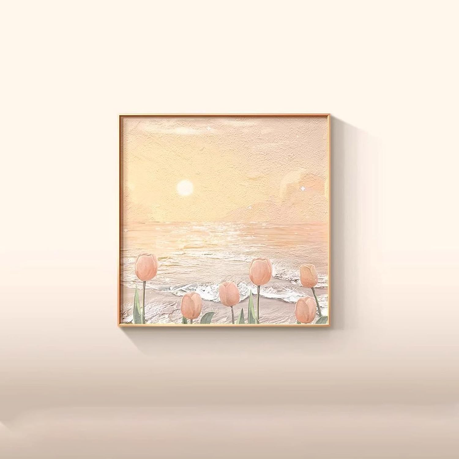 アートポスター おしゃれ インテリア 北欧 40*40 可愛い カラー2 壁掛け 絵画 花 癒し系 アートパネル アートボード ギフト 玄関 アートフレーム｜IKYUWA店