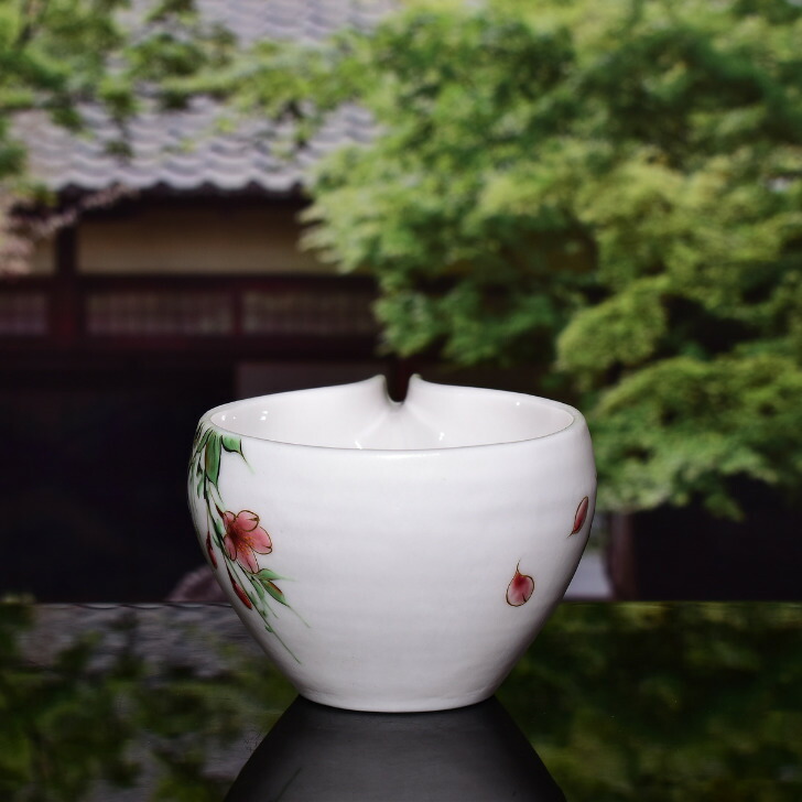 京焼清水焼陶あん色絵付けゆうはり片口枝垂桜