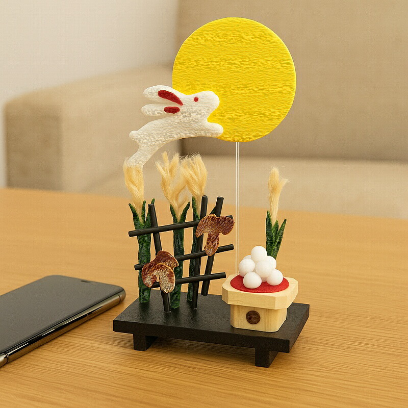 楽天市場】うさぎとすすき お月見 秋の風物詩 手作りちりめん