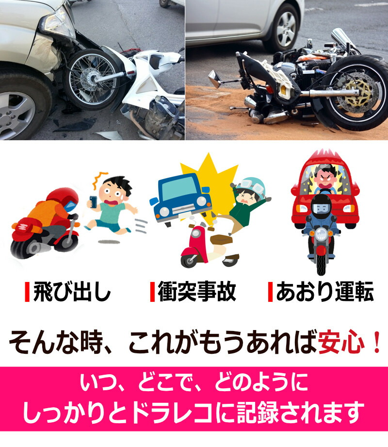 バイク用ドライブレコーダー前後2カメラ4インチ液晶タッチパネルGPSフルHDスーパーキャパシタ防水防塵IP651年保証バイクオートバイ原付ドラレコ録画