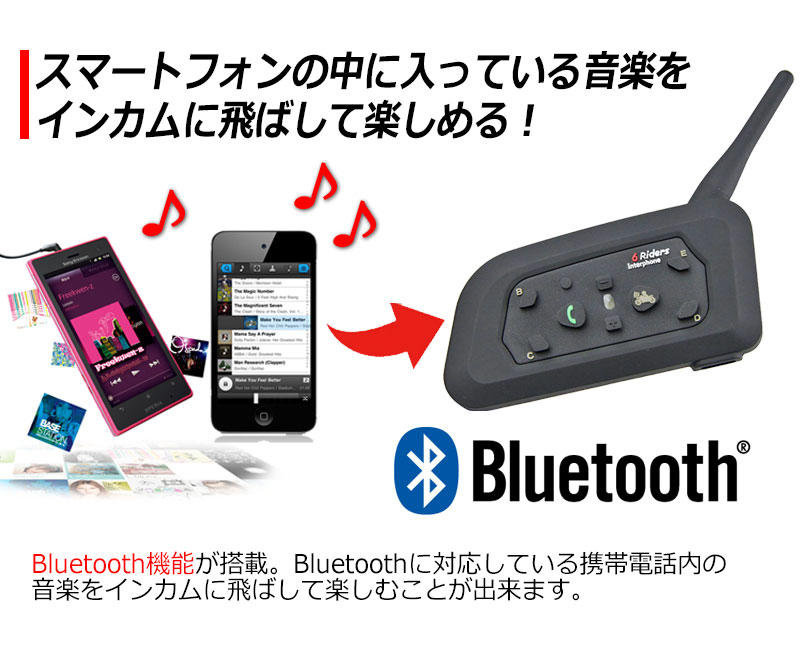 楽天市場 2台 セット バイク インカム インターコム ツーリング Bluetooth ワイヤレス 1000m Bt Multi Interphone トランシーバー Iphone 対応 V6 10 6台 ハンズフリー 接続 日本語 説明書 1年保証 送料無料 Kyplaza 楽天市場店