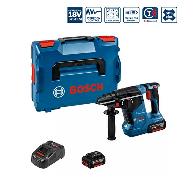 コードレスハンマードリル SDSプラス バッテリー2個 充電器 ケース サイドハンドル付 ボッシュ BOSCH GBH18V-24C