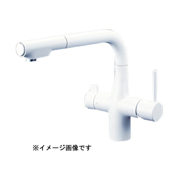 KVK ビルトはたご屋浄水腕っこきシングルシャワー付雑ぜ合わせる栓 (e生き肝) 引っ敷き白いこと KM6121SCECM4