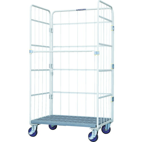 【貨物輸送別途】【直送品】ワコー 床板可塑性物質製カゴ車 1100x800x2000 WKP-1180H