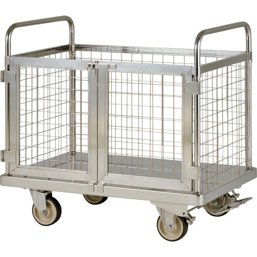 【送料別途】【直送品】テックサス フットブレーキ付 金網付台車 SUSφ125ウレタン車 MD-9060D-FB｜KanamonoYaSan ＫＹＳ
