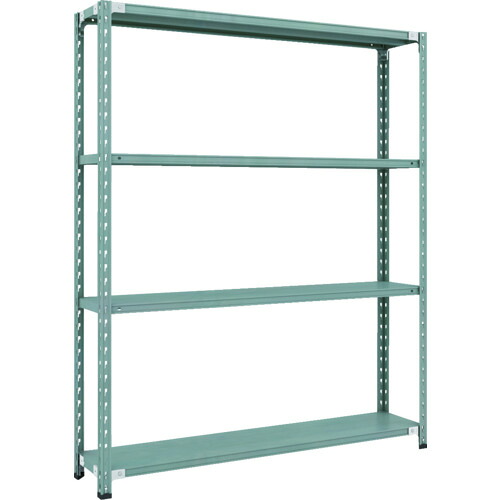 【貨物輸送別途】【直送品】TRUSCO CB型セミボルトレス軽さ棚 1500X300XH1800 4段 緑であること CB-6534-GN