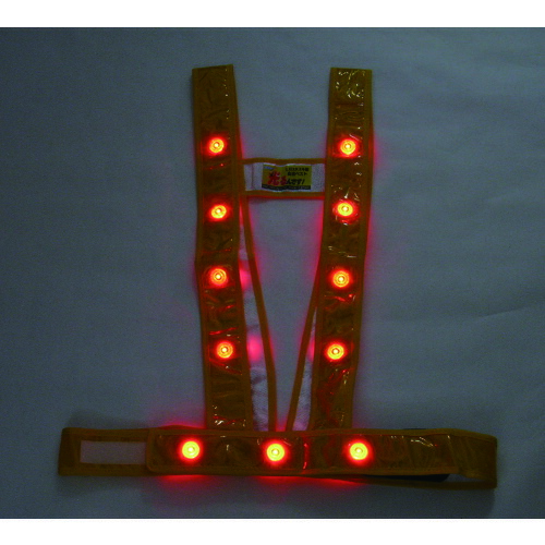 ミズケイ LEDタスキ型安全ベスト「光るんです」＜ゴールド/赤LED＞ 3020001