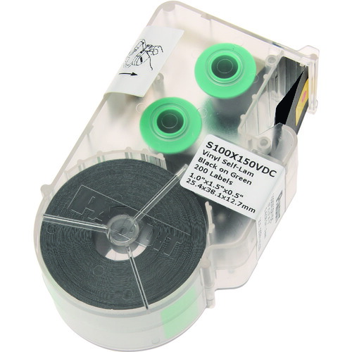 PANDUIT 熱転写ハンデ印刷者用セルフラミネートラベル ビニル基 緑 印字部縦12.7mmx横25.4粍 200枚入り口・入口 10個 S100X150VDC
