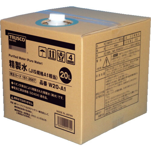 【送料別途】【直送品】TRUSCO まとめ買い 精製水 20L JIS規格A1相当 10個 W20-A1-10 12,072円