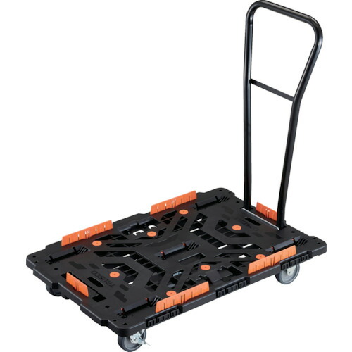 TRUSCO 連結式樹脂製平台車 ビートル 900X600 自在3輪 内2輪ストッパー付 脱着式ハンドル付 柵付 BT900KJ3S2H-E100