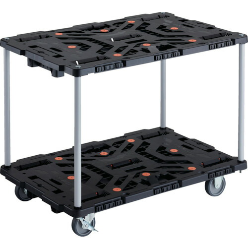 TRUSCO 連結式樹脂製2段台車 ビートル 900X600 自在3輪 内2輪ストッパー付 ハンドルなし BT920J3S2-E100