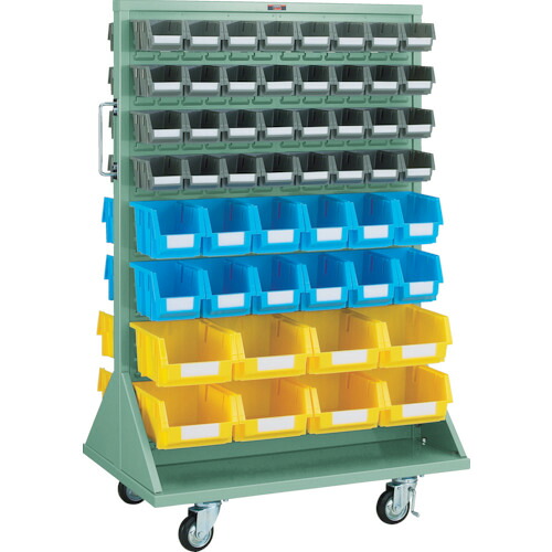 【送料別途】【直送品】TRUSCO パネルコンテナラック 両面式車輪付 小X64中X24大X18 緑 T-12224WN-C:GN