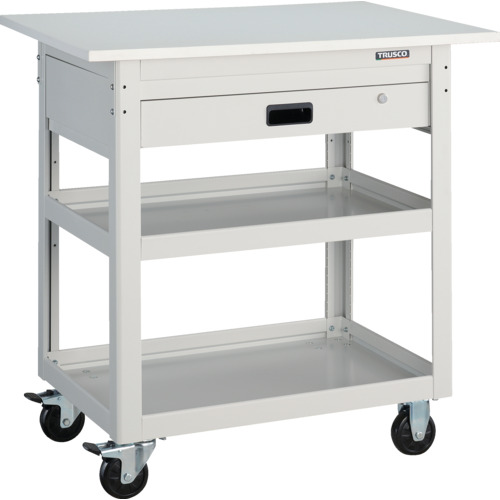【貨物輸送別途】【直送品】TRUSCO 手道具手押し車 海豚 天板付 900X600 1段抽き出し 白いこと DLWS-973TV-W