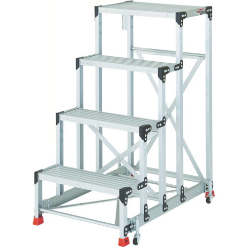【送料別途】【直送品】TRUSCO 作業用踏台 4段 スプリングキャスター付 天板高さ1.2m TSF-4612SC2A
