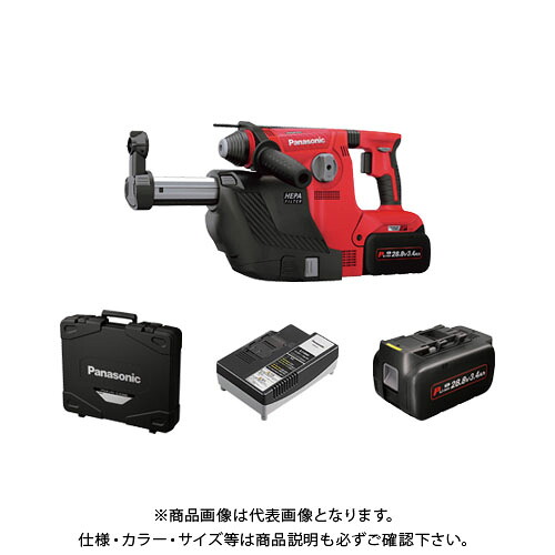 パナソニック Panasonic 申し受ける金鎚せん孔機・集じん取り合わせ・蓄電池2個・申し受ける器・容れもの付 (赤) EZ7881マイコン2V-R