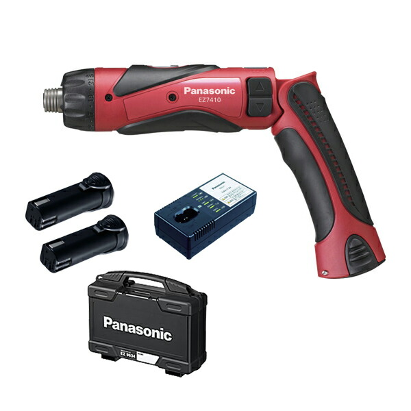 パナソニック Panasonic 充電スティックドリルドライバー 3.6V 電池パック2個 充電器 ケース付 レッド EZ7410F03D-R