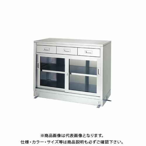 【貨物輸送別途】【直送品】シンコー ステンレス鋼庫入れ庫(一段式/引出付) 1500×450×950 LDG-15045【受注生み出すこと】