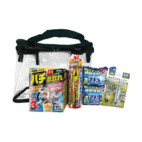 日本緑十字 ハチ打つ手 (その場しのぎ打つ手) 一揃いの道具 250×200×150粍