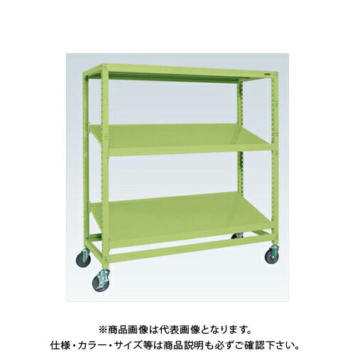 【貨物輸送別途】【直送品】サカエ SAKAE キャスター仕合わせRK型(ナイロンウレタン車・傾斜角度棚・3段印字機) W1800×D600×H1350 緑であること RKCN-8623SNU