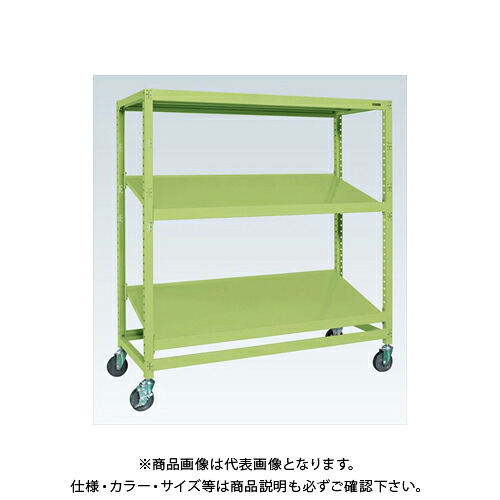【貨物輸送別途】【直送品】サカエ SAKAE キャスター仕合わせRK型(ナイロンウレタン車・傾斜角度棚・3段印字機) W1800×D600×H1970 緑であること RKCN-8683SNU