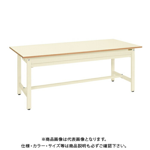 【送料別途】【直送品】サカエ SAKAE 軽量作業台KSタイプ 全面引出付(ポリエステル天板) W1200×D900×H740 アイボリー KS-129PZI