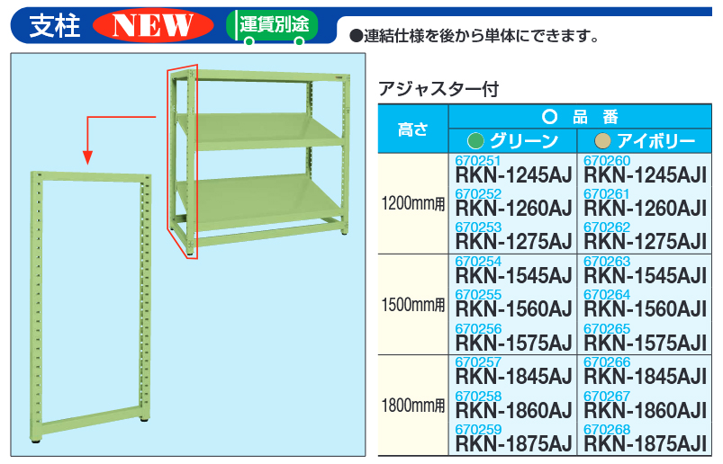 愛用 サカエ Sakae Rkラックオプション支柱 H10 D750 アイボリー Rkn 1275aji Qdtek Vn